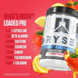 Polvo de preentrenamiento marca RYSE up sabor Strawberry Squeeze